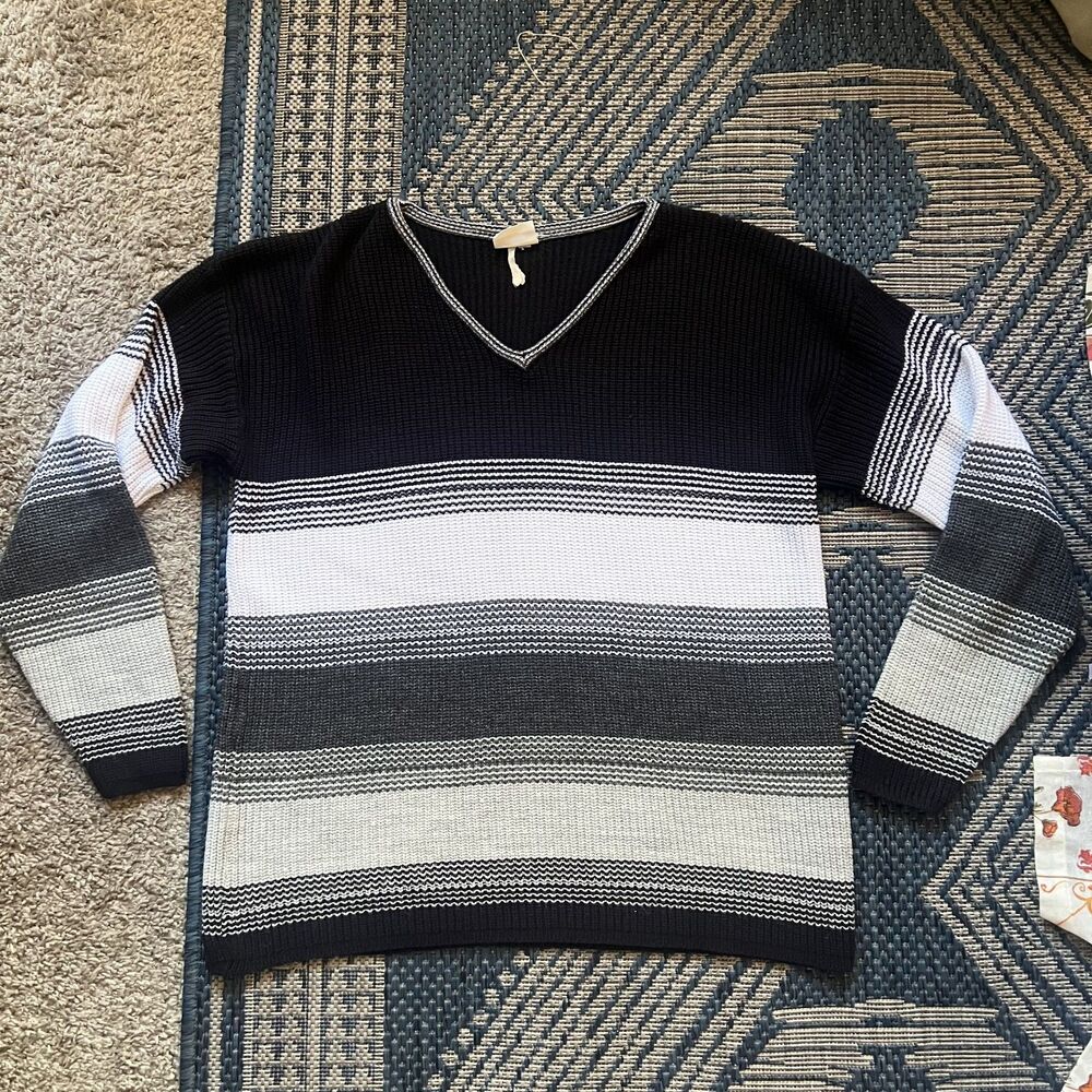 Vintage 90s minimalist classic capsule Bobbie Brookes striped sweater L/XL